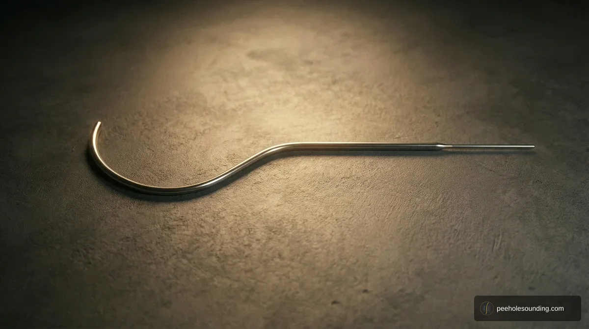 Bakes urethral sound: moderately curved steel rod, profile between Pratt and Van Buren curve.