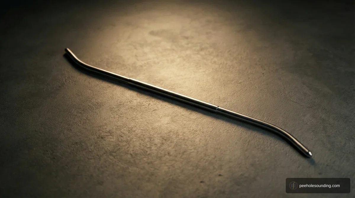 Van Buren urethral sound: steel rod with pronounced J-shaped curve for prostate and bladder access.