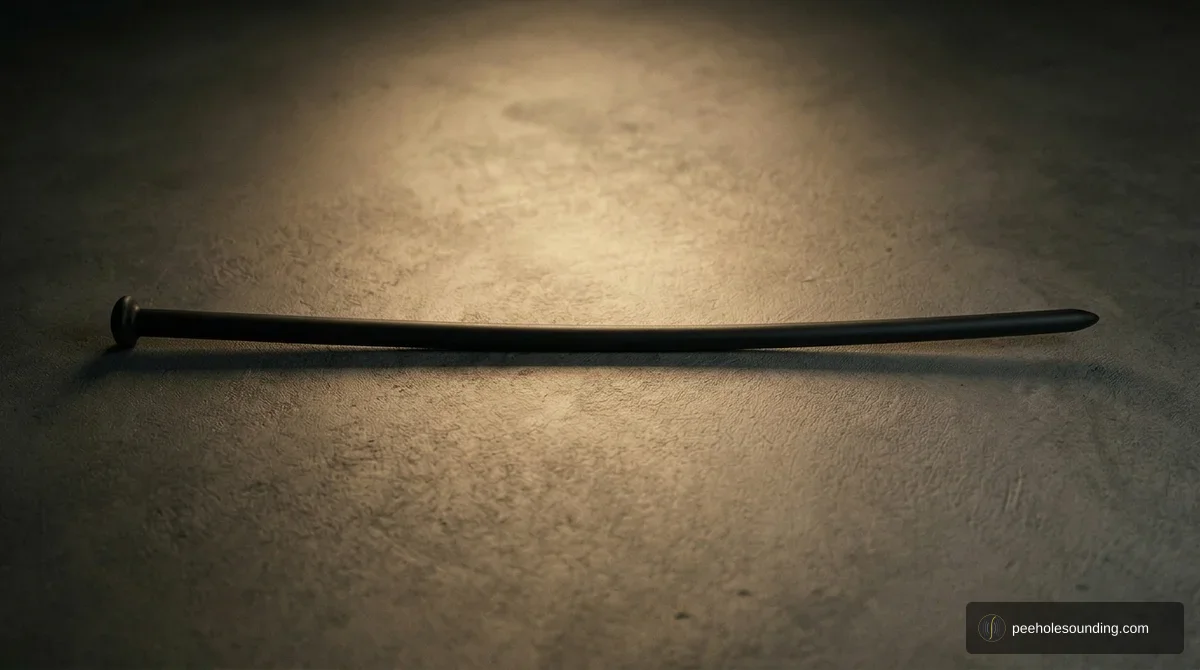 Smooth silicone urethral sound: flexible straight rod in black medical-grade silicone with flared base.